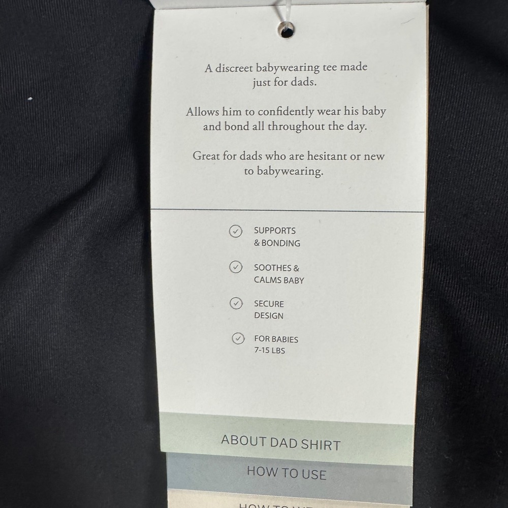 Lalabu Dad Shirt Babywearing Tee Black XL Short Sleeve Pouch Carrier 7-15lbs NEW - Picture 4 of 13